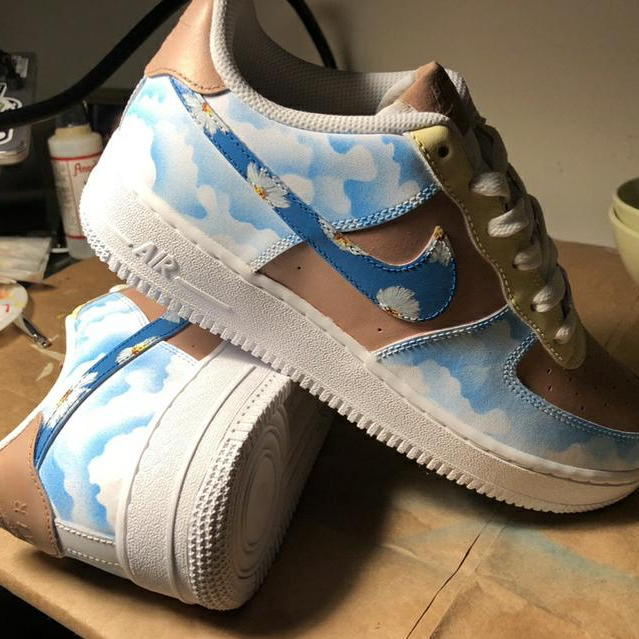 Blue Cloud Daisy Custom AF 1s Shoes