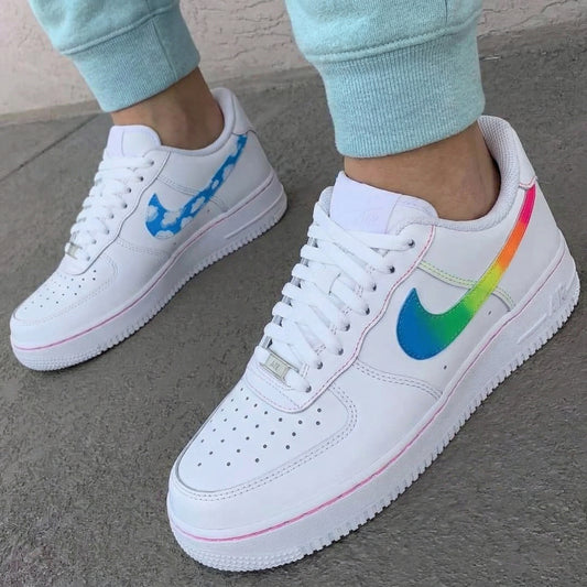 Blue Clouds Rainbow Custom AF 1s Shoes