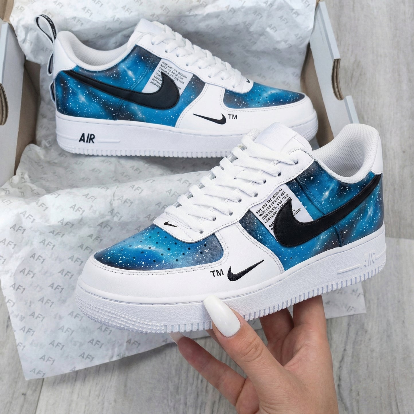Blue Galaxy Custom AF 1s Shoes