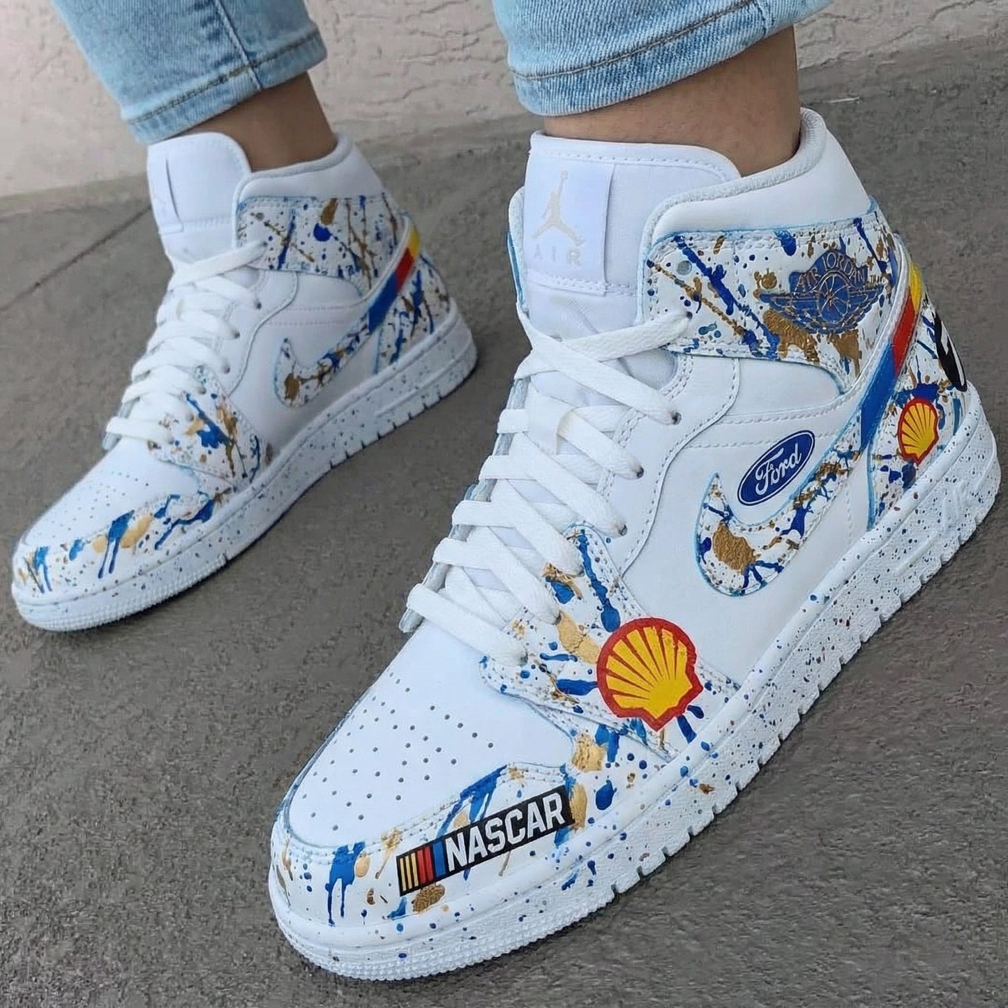 Blue Gold Racing - Theme Custom AJ 1s Shoes