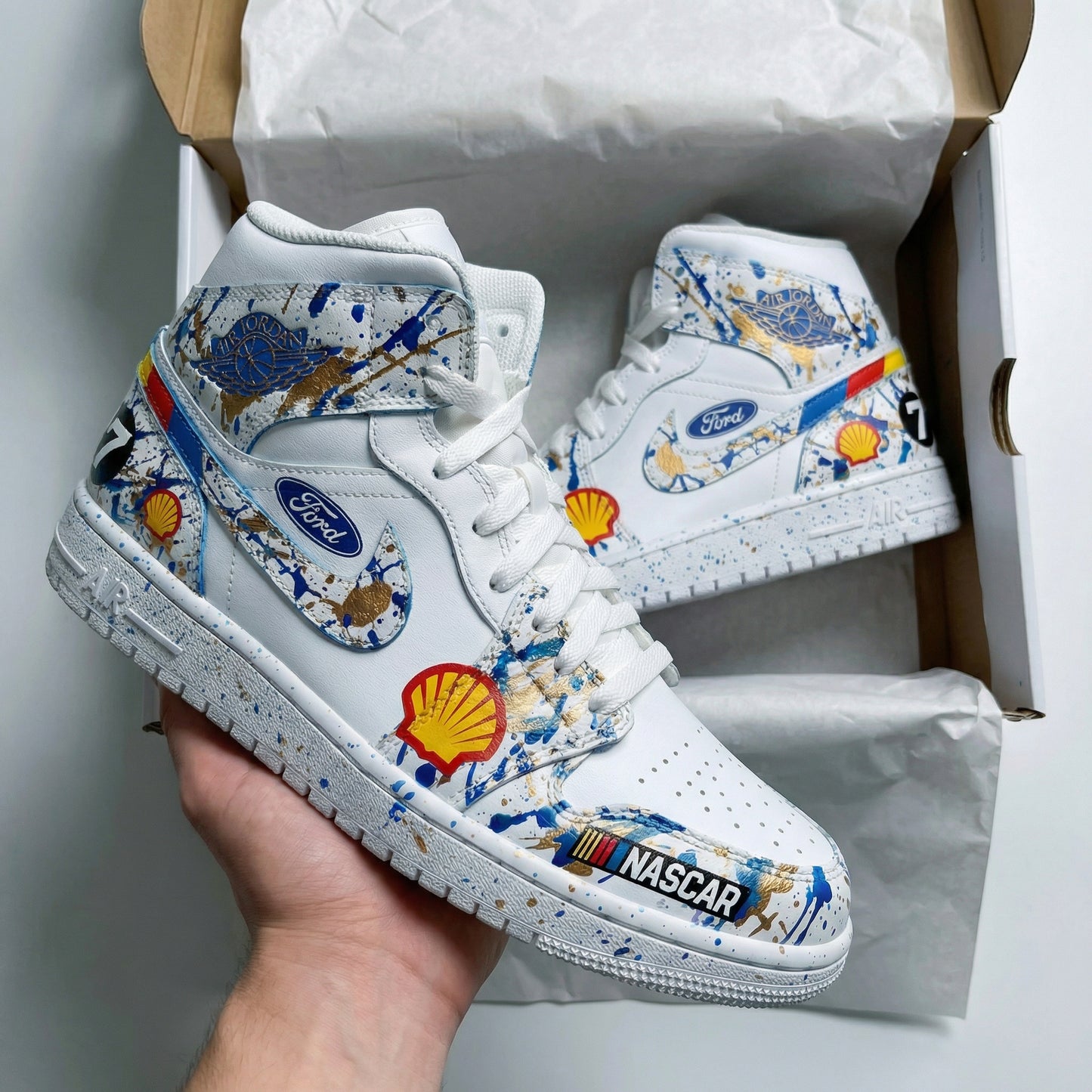 Blue Gold Racing - Theme Custom AJ 1s Shoes