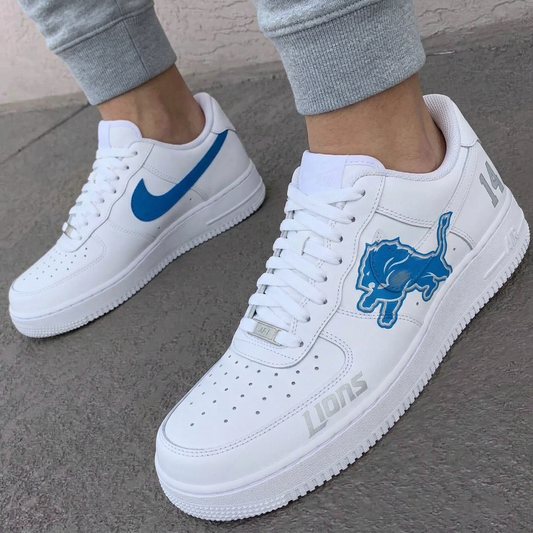 Blue Gray Lions Logo Number 14 Custom AF 1s Shoes