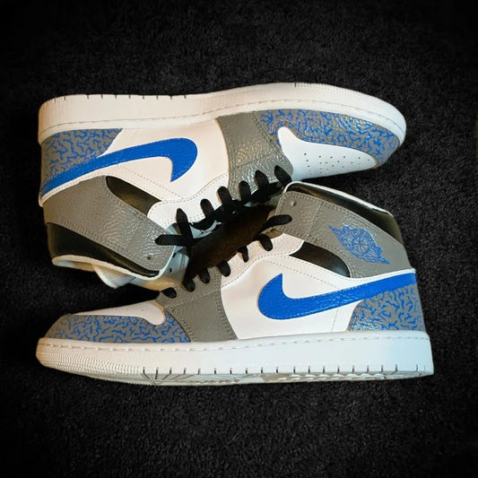 Blue Grey Crackle Custom AJ 1s Shoes