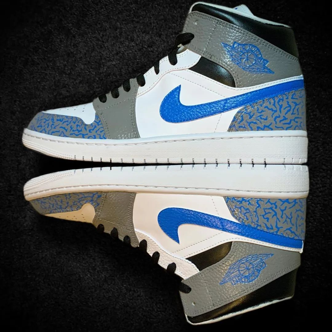Blue Grey Crackle Custom AJ 1s Shoes