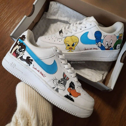 Blue Looney Tunes Custom AF 1s Shoes