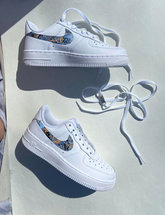 Blue Orange Abstract Custom AF 1s Shoes