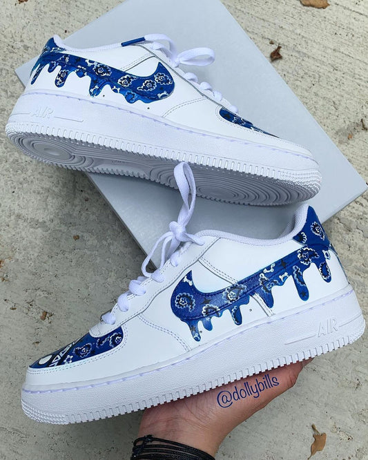 Blue Paisley Custom AF 1s Shoes