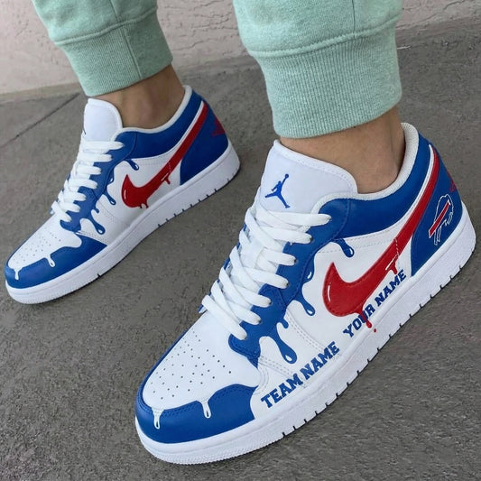 Blue Red Drip Buffalo Bills Custom AJ 1s Shoes