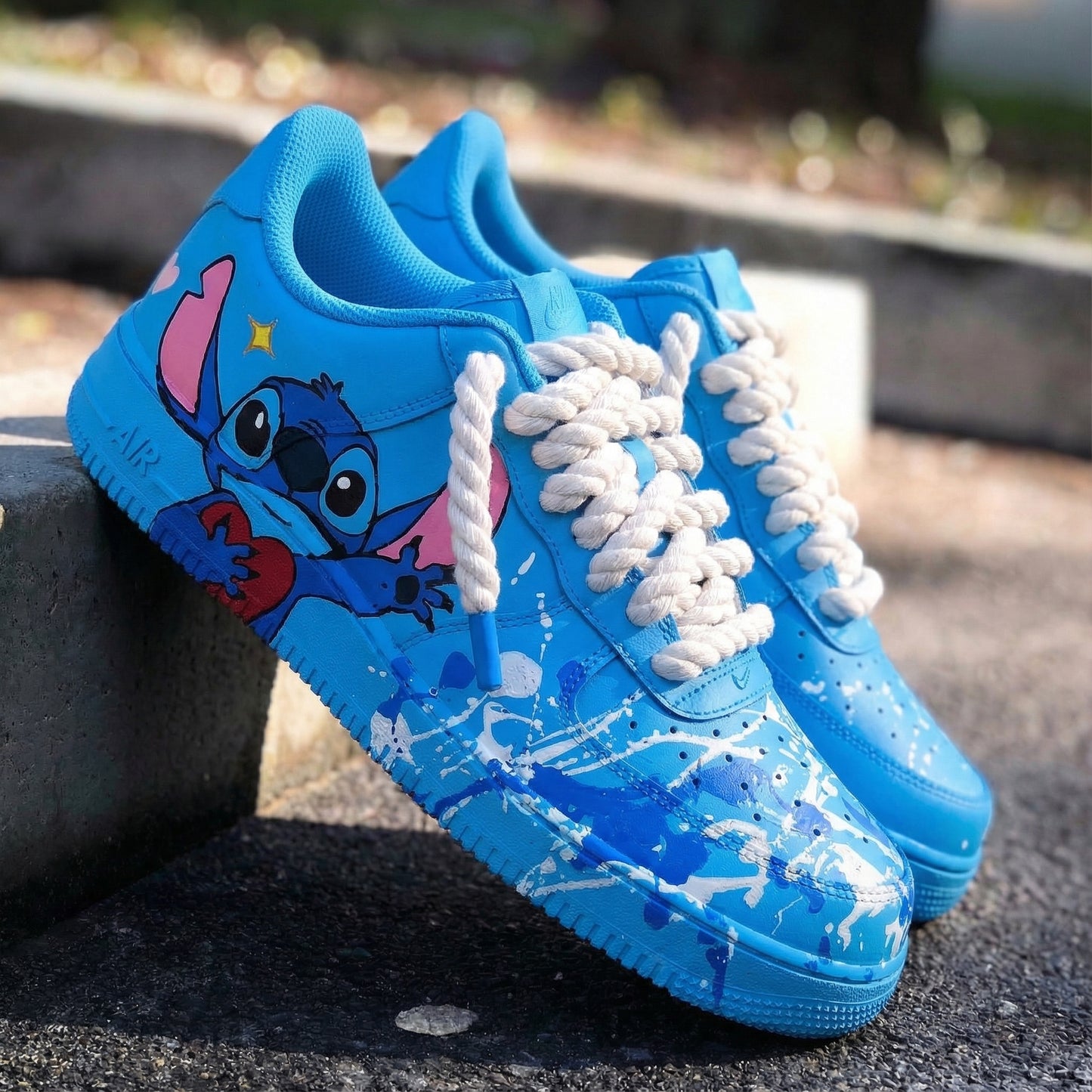 Blue Stitch Pattern Custom AF 1s Shoes