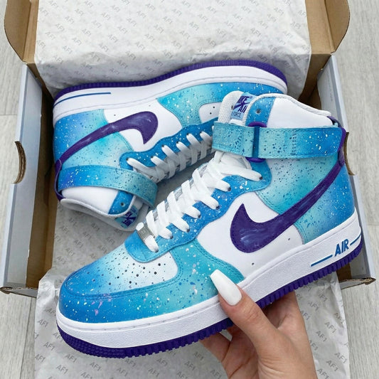 Blue Teal Purple Custom AF 1s Shoes