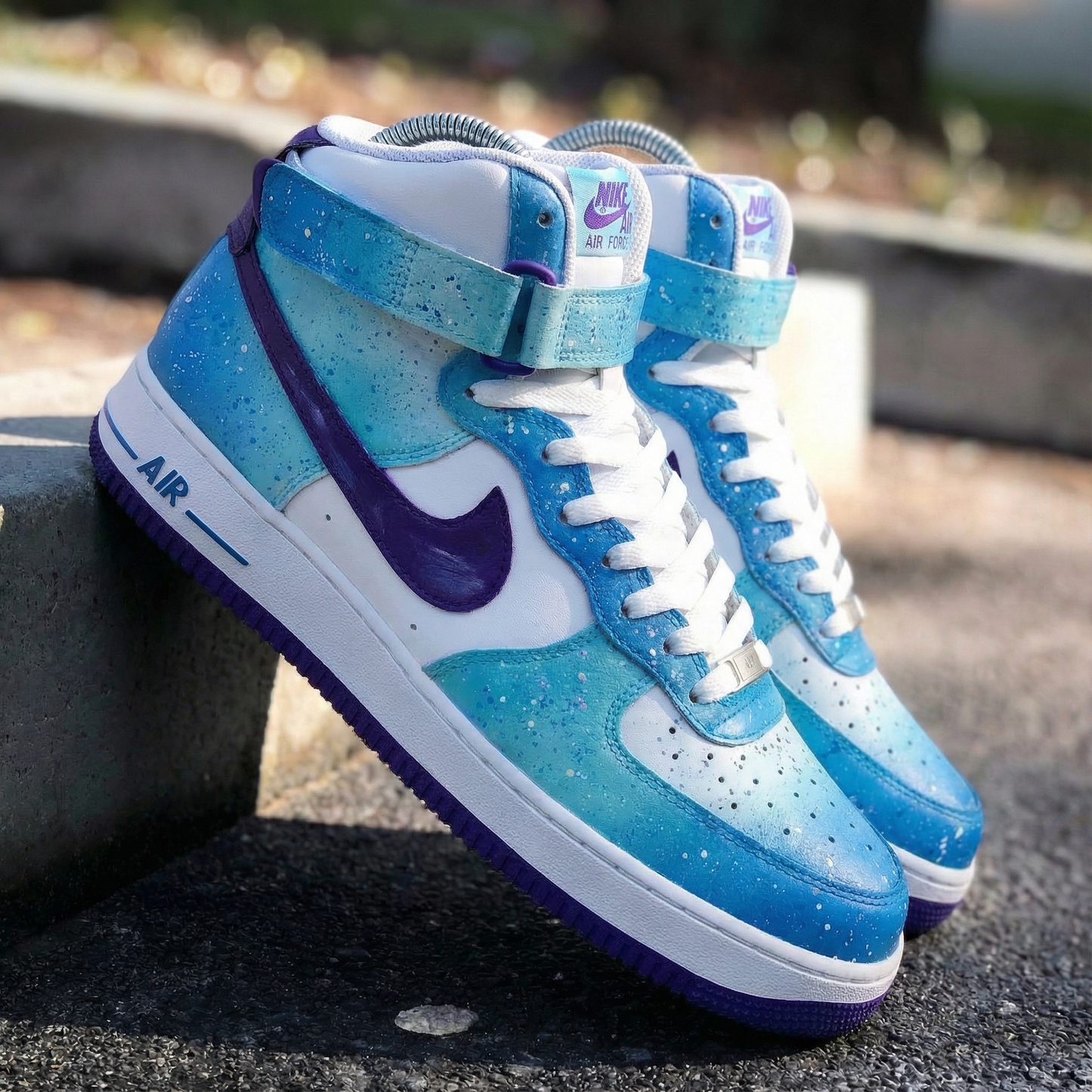 Blue Teal Purple Custom AF 1s Shoes