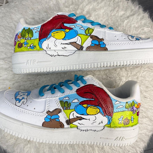 Blue Yellow Smurfs Custom AF 1s Shoes