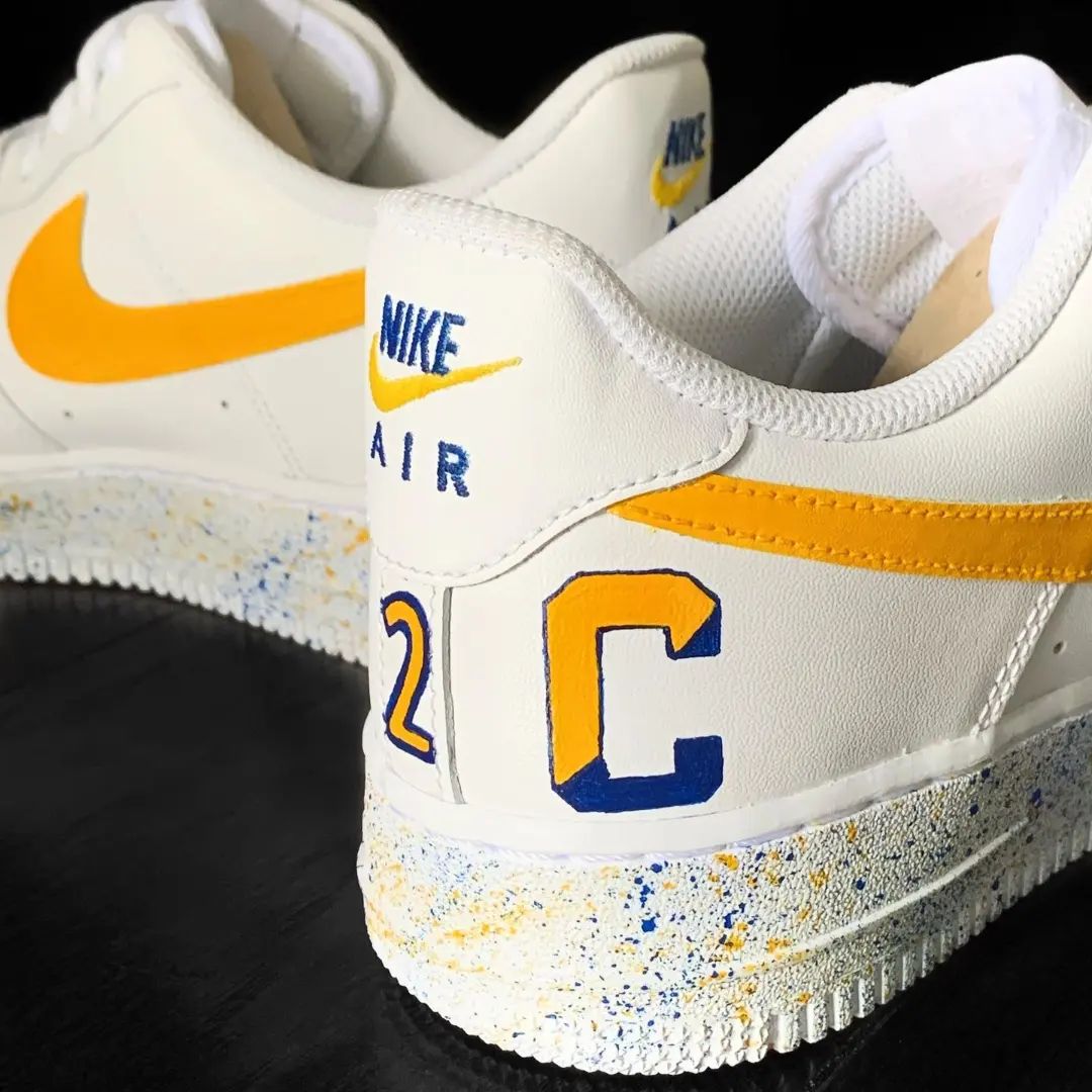 Blue Yellow Splatter Custom AF 1s Shoes