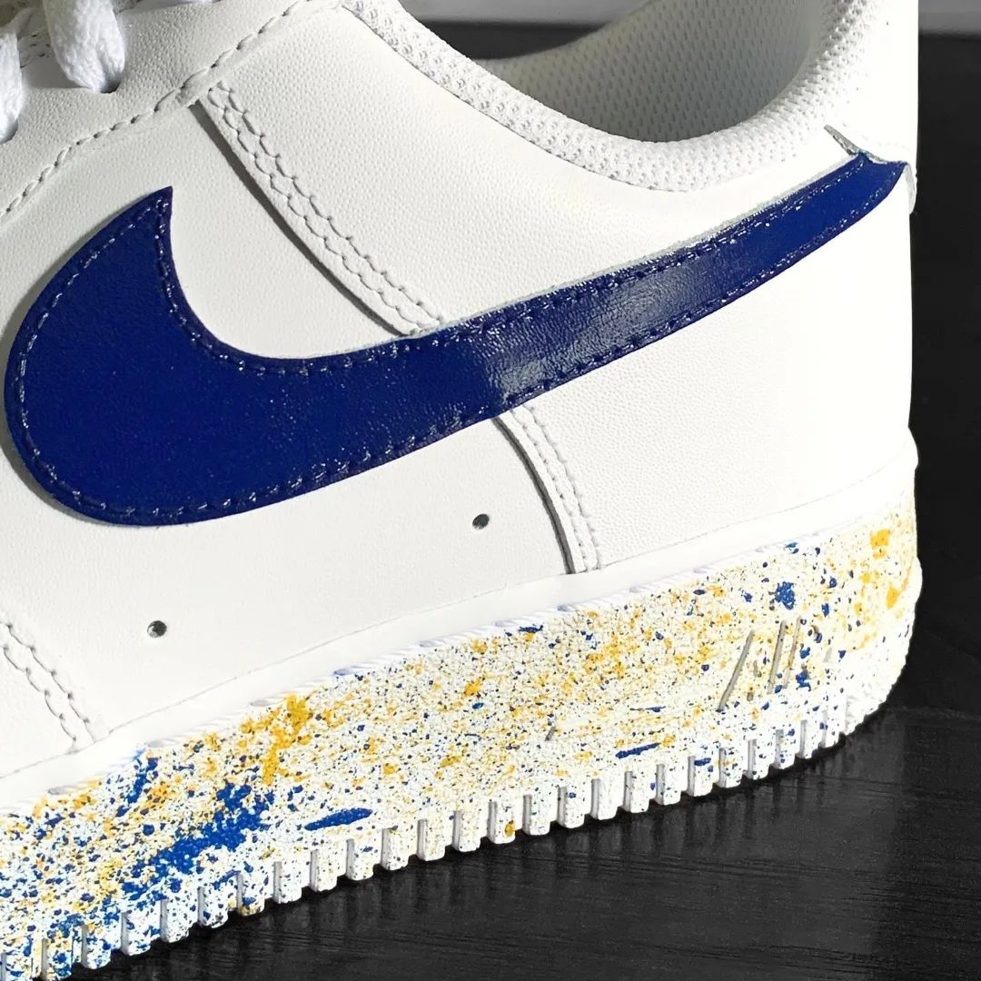 Blue Yellow Splatter Custom AF 1s Shoes