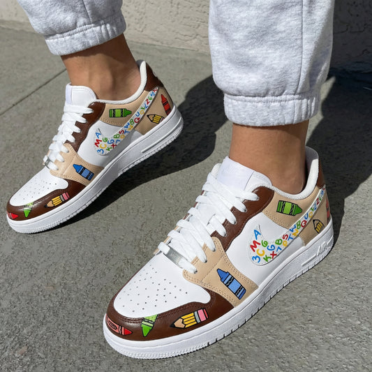 Brown Beige Crayon Custom AF 1s Shoes