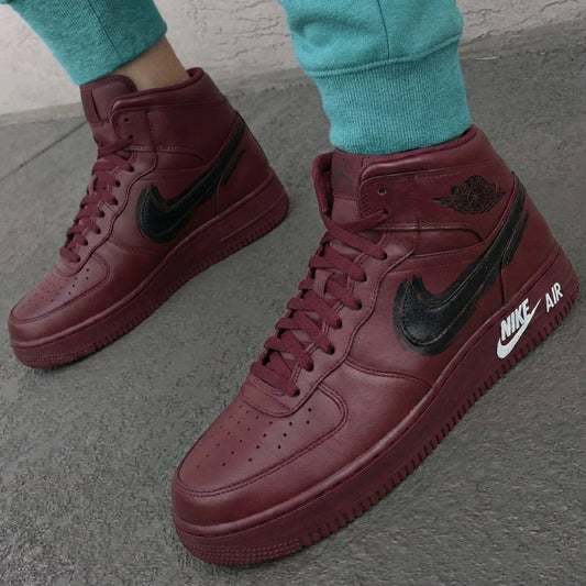 Burgundy Black Custom AF 1s Shoes