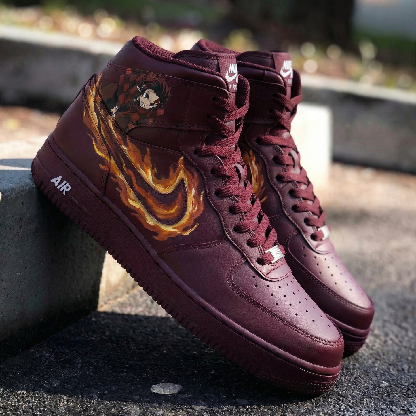 Burgundy Demon Slayer Custom AF 1s Shoes