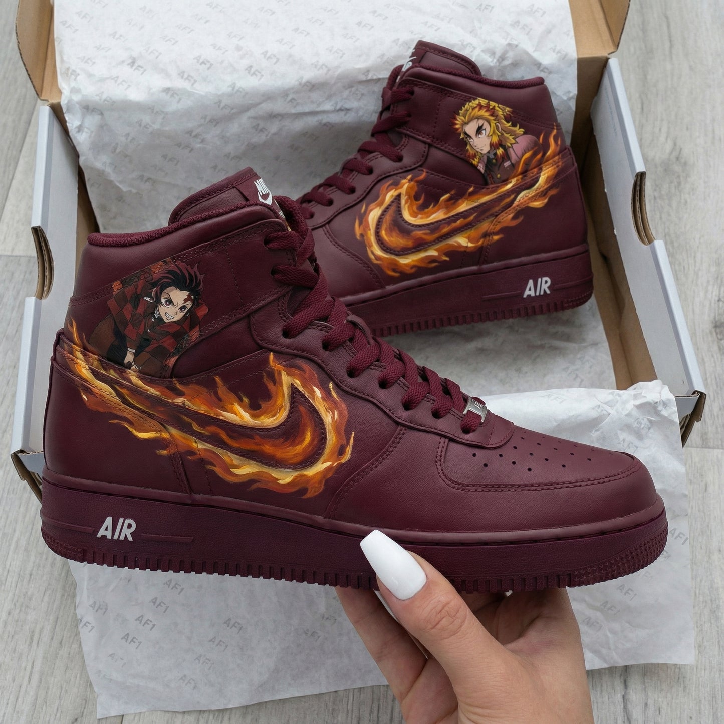 Burgundy Demon Slayer Custom AF 1s Shoes