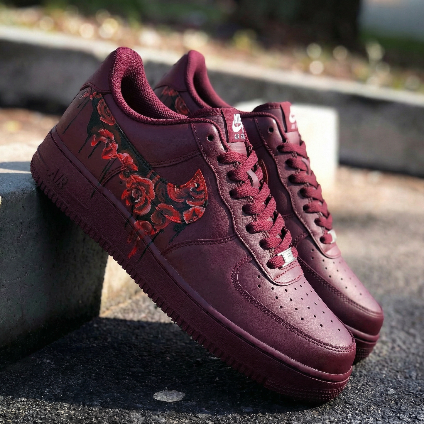 Burgundy Rose Custom AF 1s Shoes