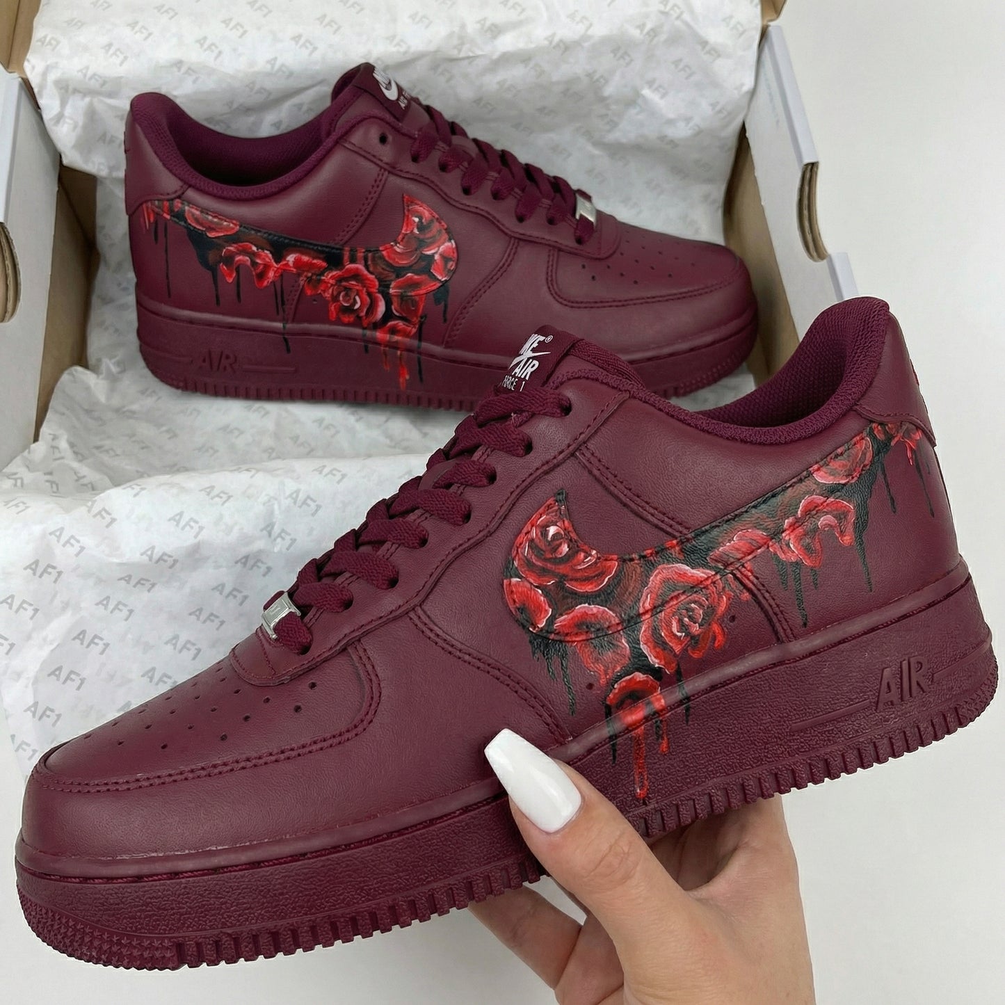 Burgundy Rose Custom AF 1s Shoes