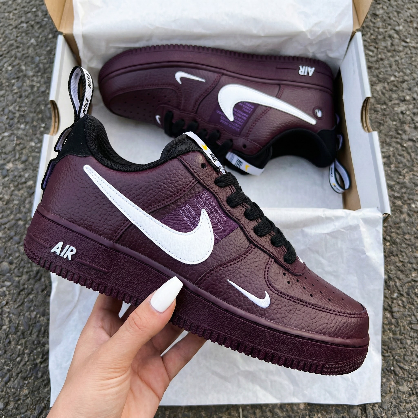 Burgundy White Custom AF 1s Shoes