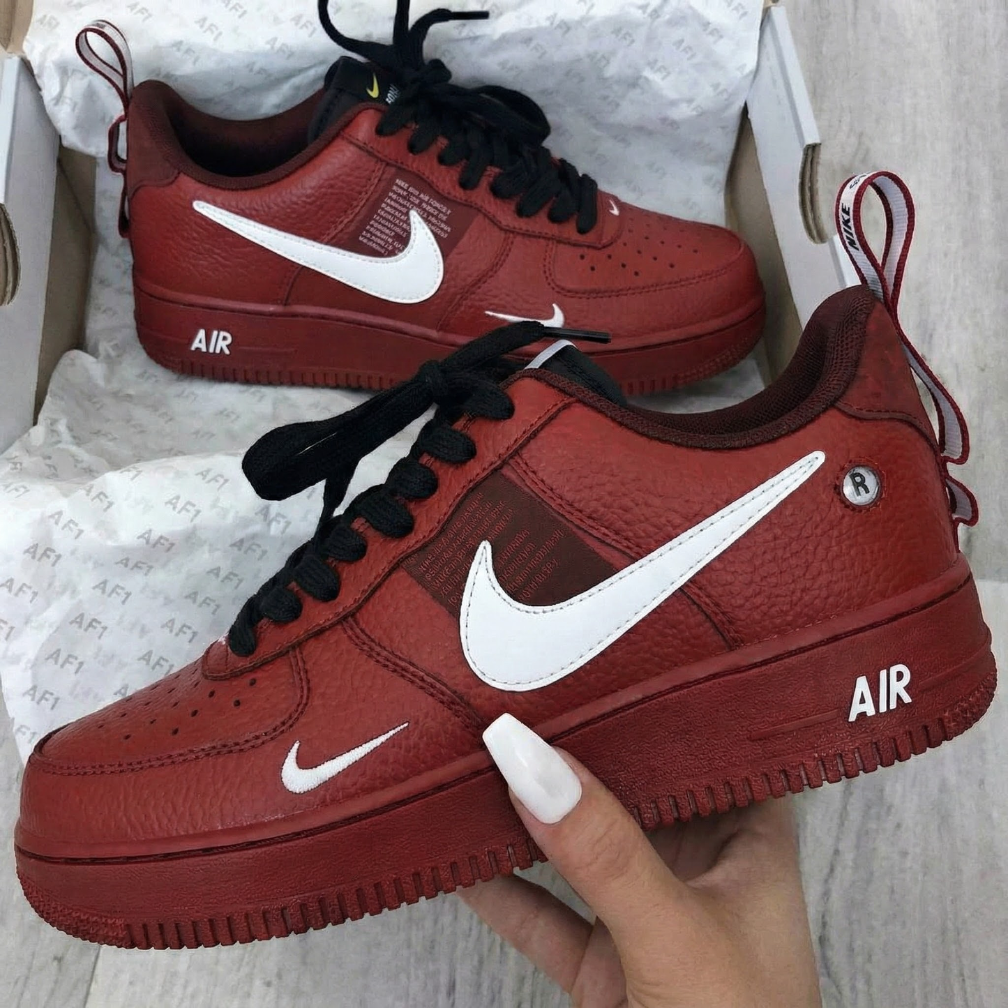 Burgundy White Custom AF 1s Shoes