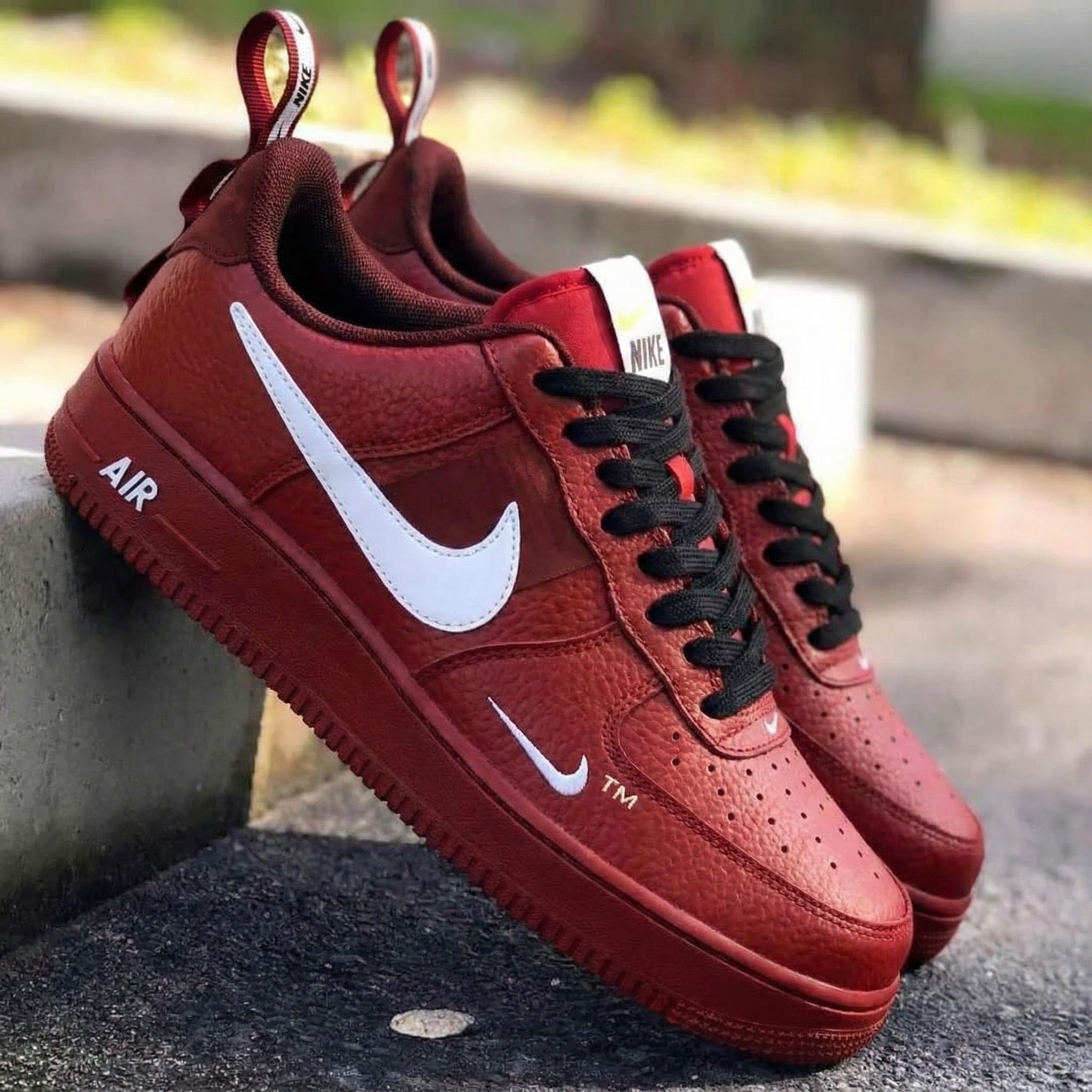 Burgundy White Custom AF 1s Shoes