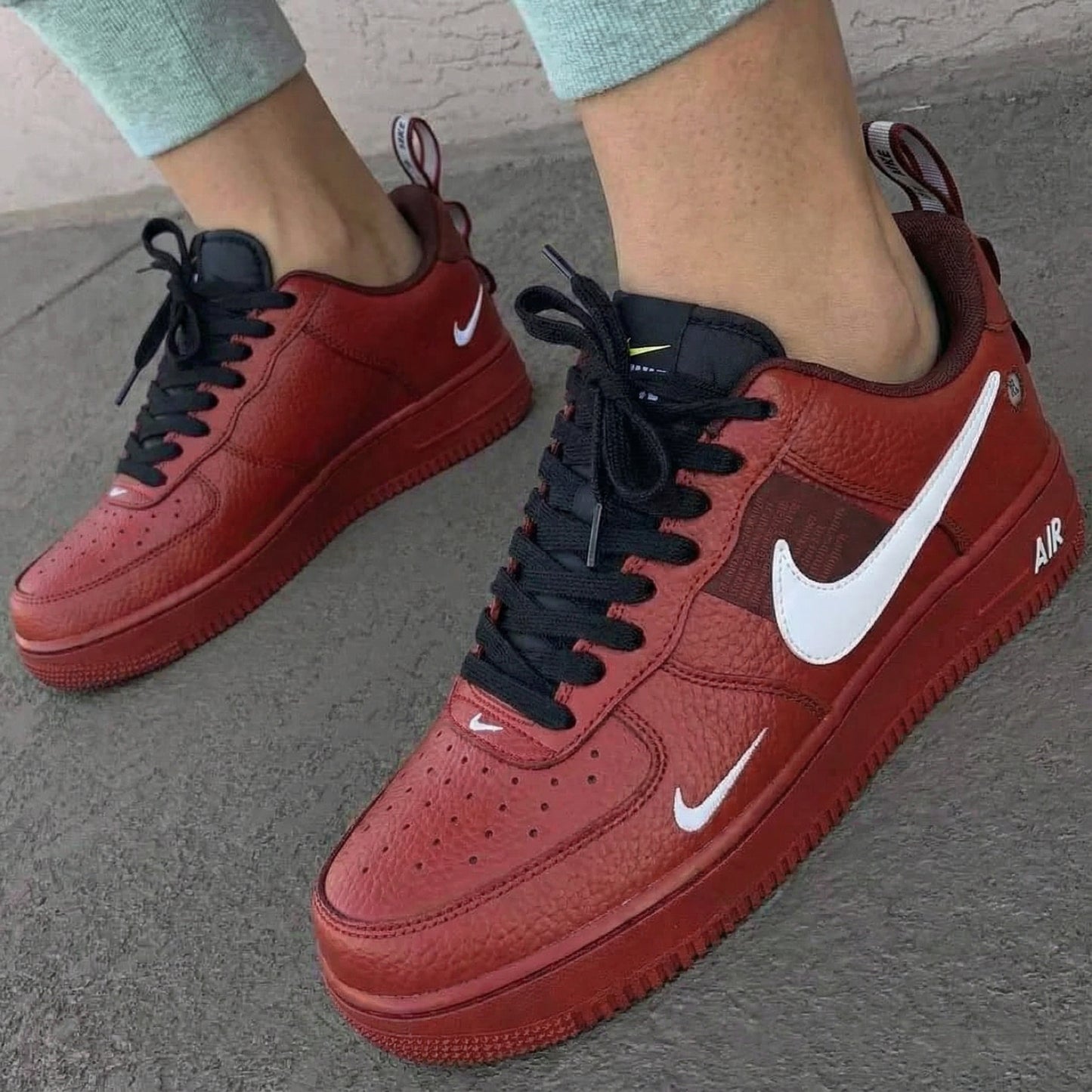 Burgundy White Custom AF 1s Shoes