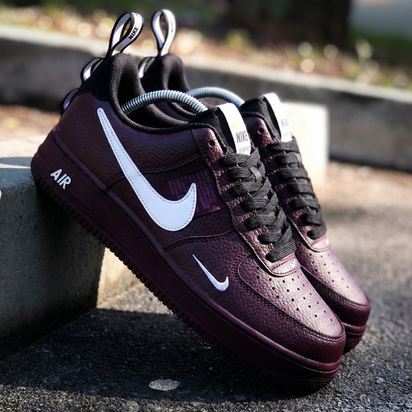 Burgundy White Custom AF 1s Shoes