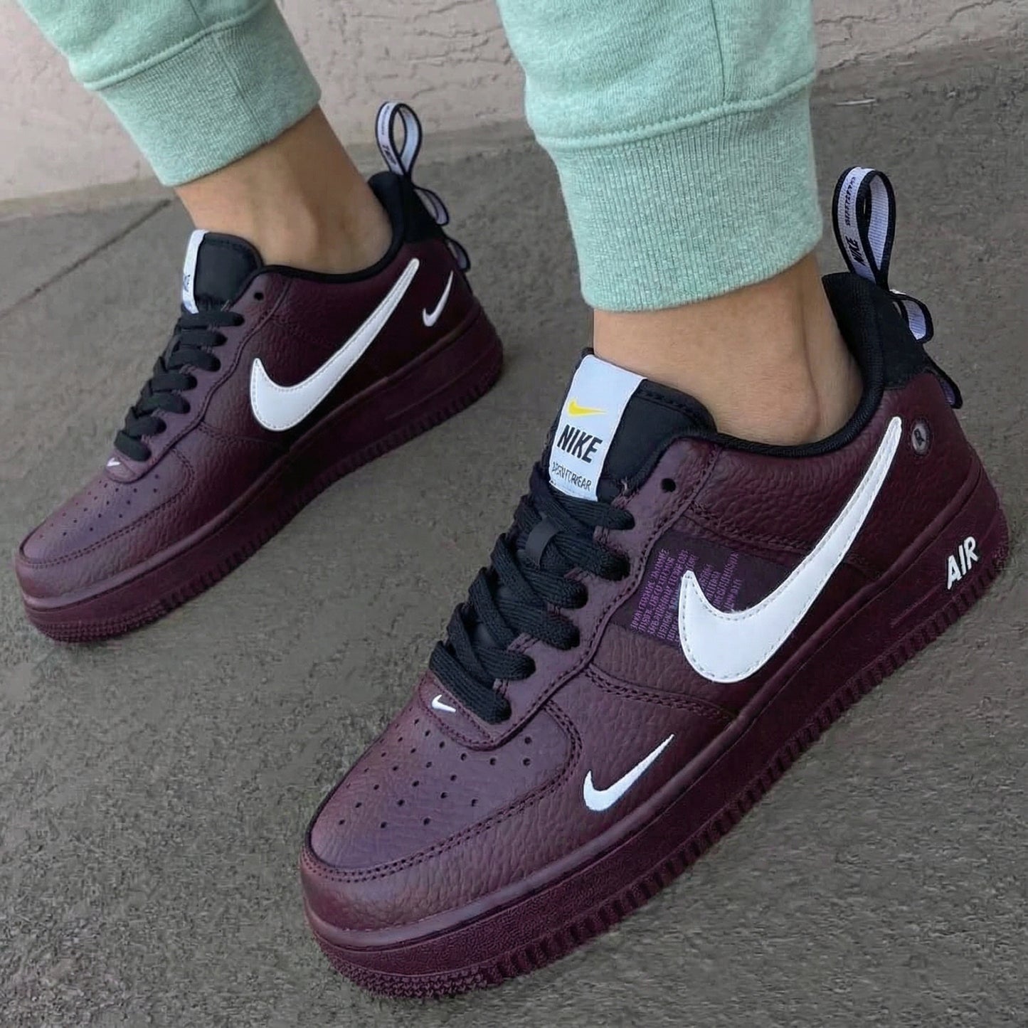 Burgundy White Custom AF 1s Shoes