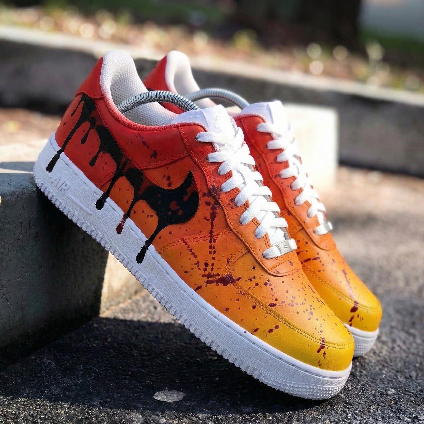 Burning Orange Red Drip Custom AF 1s Shoes