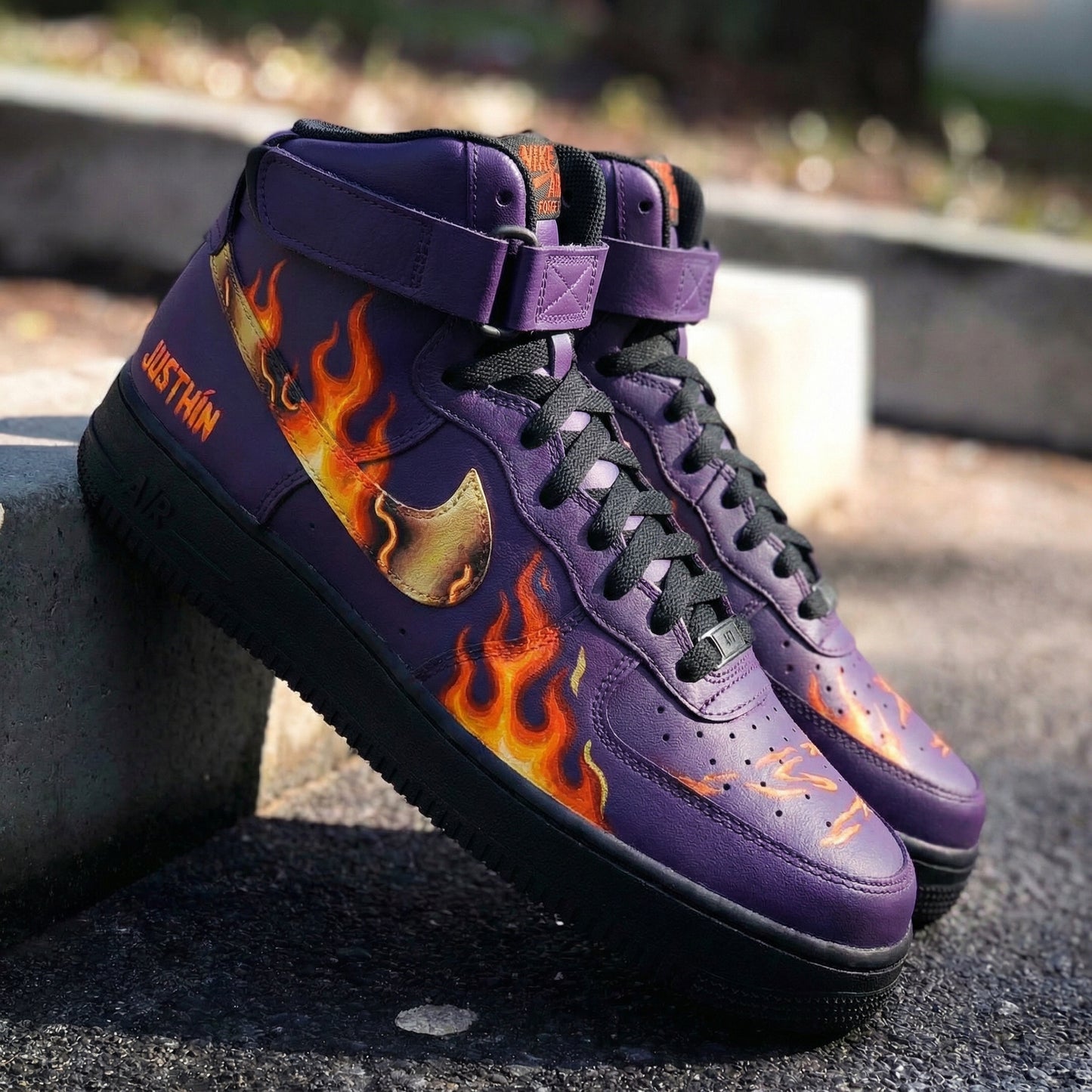 Burning Purple Flame Custom AF 1s Shoes