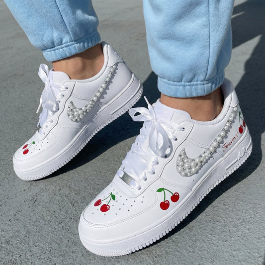 Cherry Pearl Custom AF 1s Shoes
