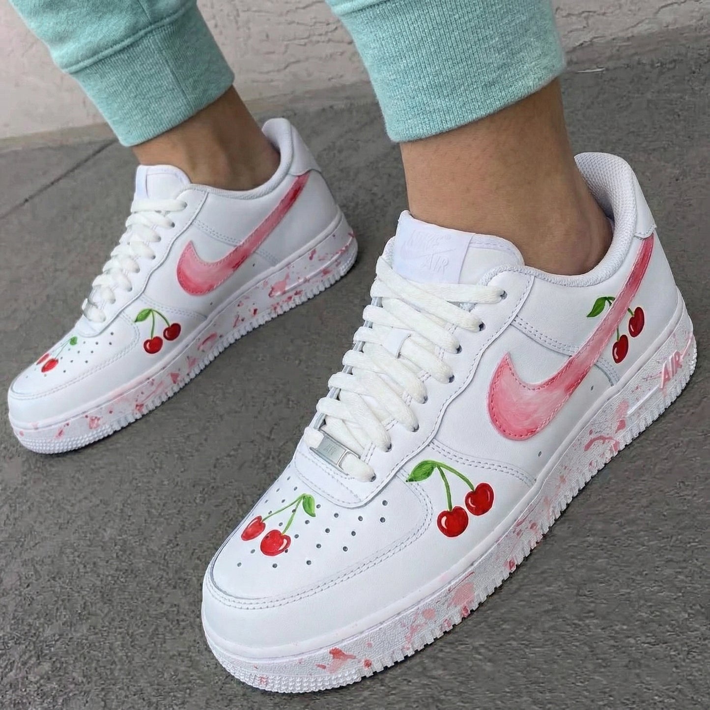 Cherry Pink Custom AF 1s Shoes