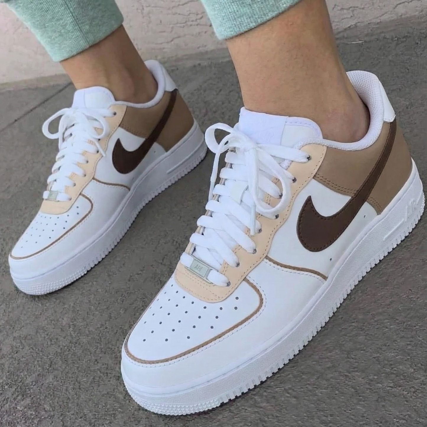 Classic Beige Brown Custom AF 1s Shoes