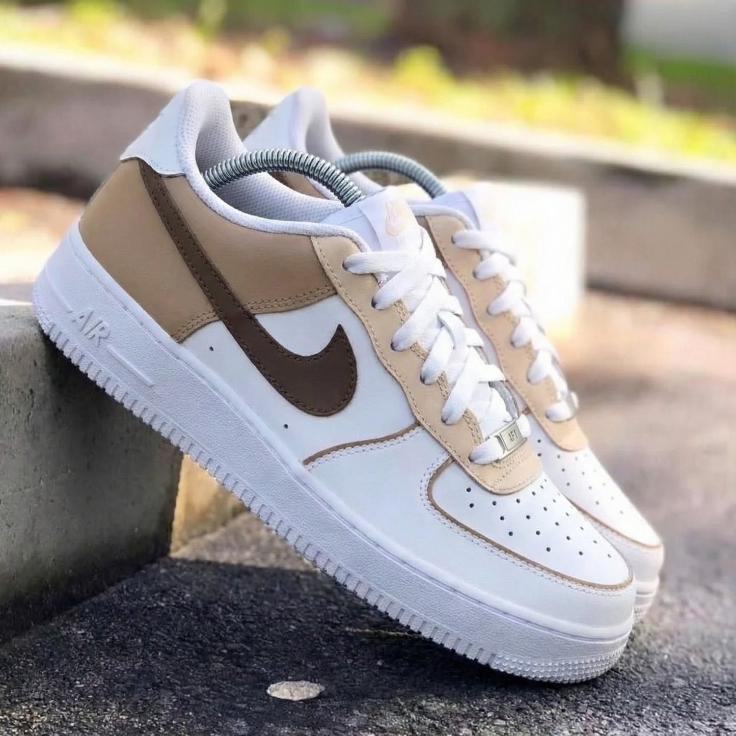 Classic Beige Brown Custom AF 1s Shoes