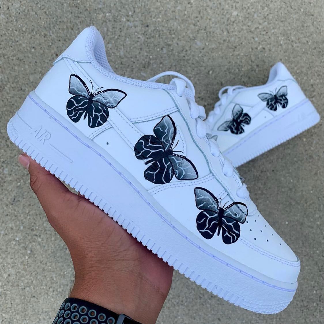 Classic Black White Butterfly Custom AF 1s Shoes