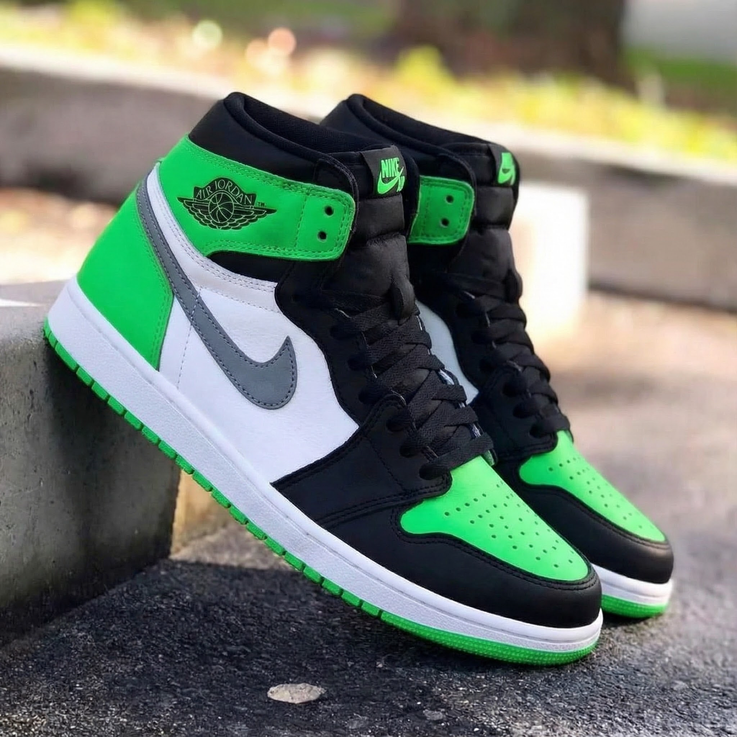 Classic Green Black White Custom AJ 1s Shoes