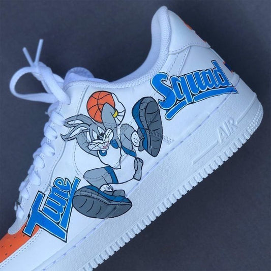 Classic Orange Blue Looney Tunes Custom AF 1s Shoes