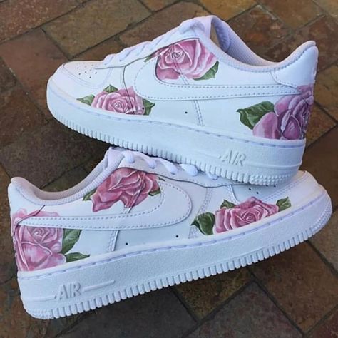 Classic Pink Rose Floral Custom AF 1s Shoes