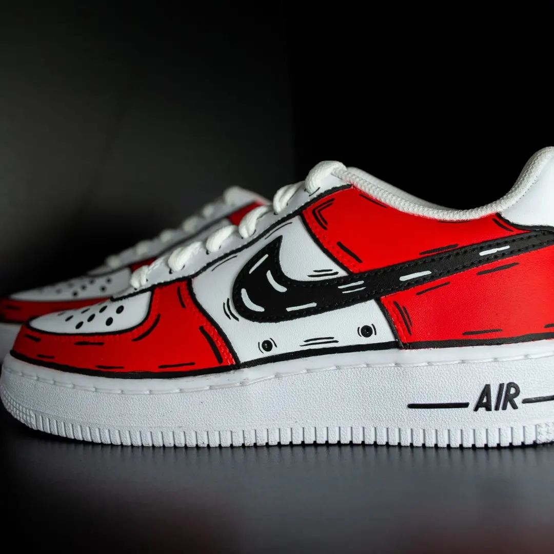 Classic Red White Cartoon Edition Custom AF 1s Shoes