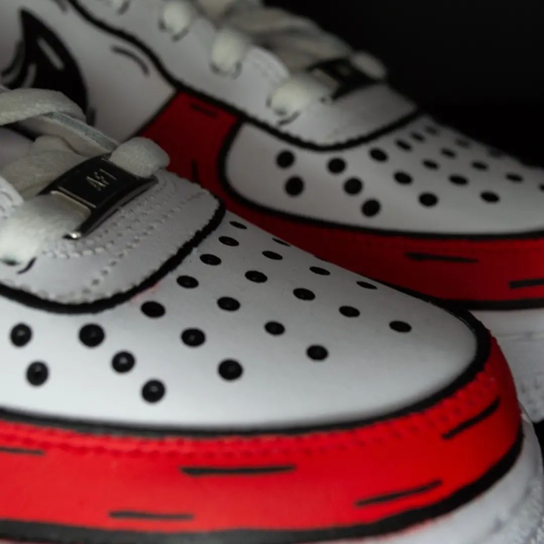 Classic Red White Cartoon Edition Custom AF 1s Shoes