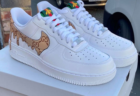 Classic White GG Pattern Custom AF 1s Shoes
