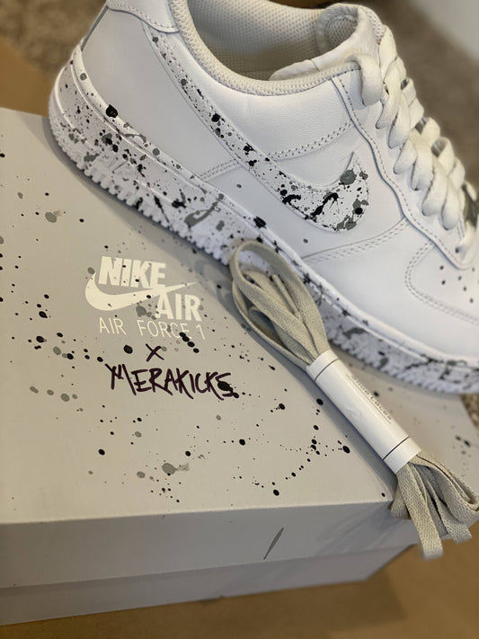 Cool Black And Grey Splatter Custom AF 1s Shoes