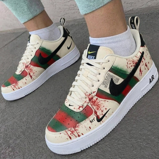 Cream Green Red GG Blood - Splattered Custom AF 1s Shoes