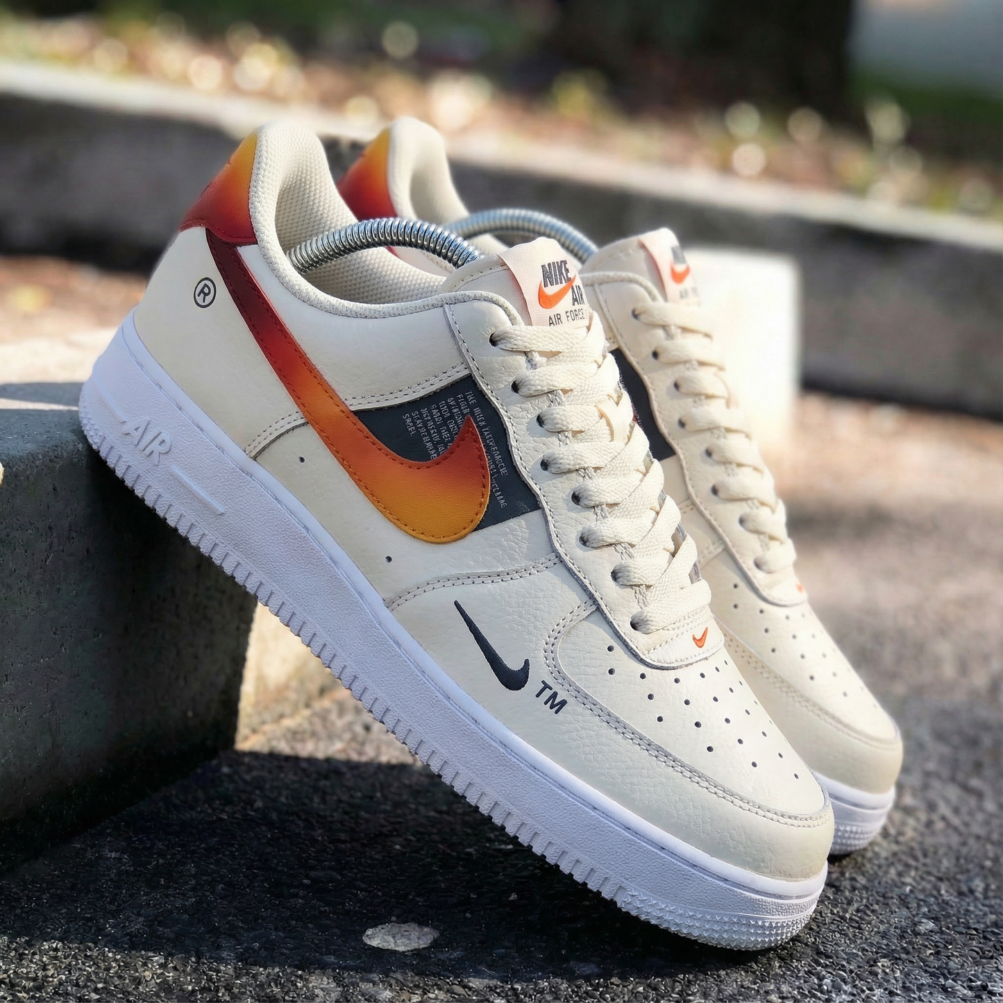 Cream Orange - Red Ombre Custom AF 1s Shoes