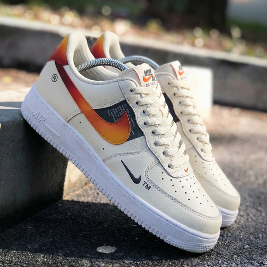 Cream Orange - Red Ombre Custom AF 1s Shoes