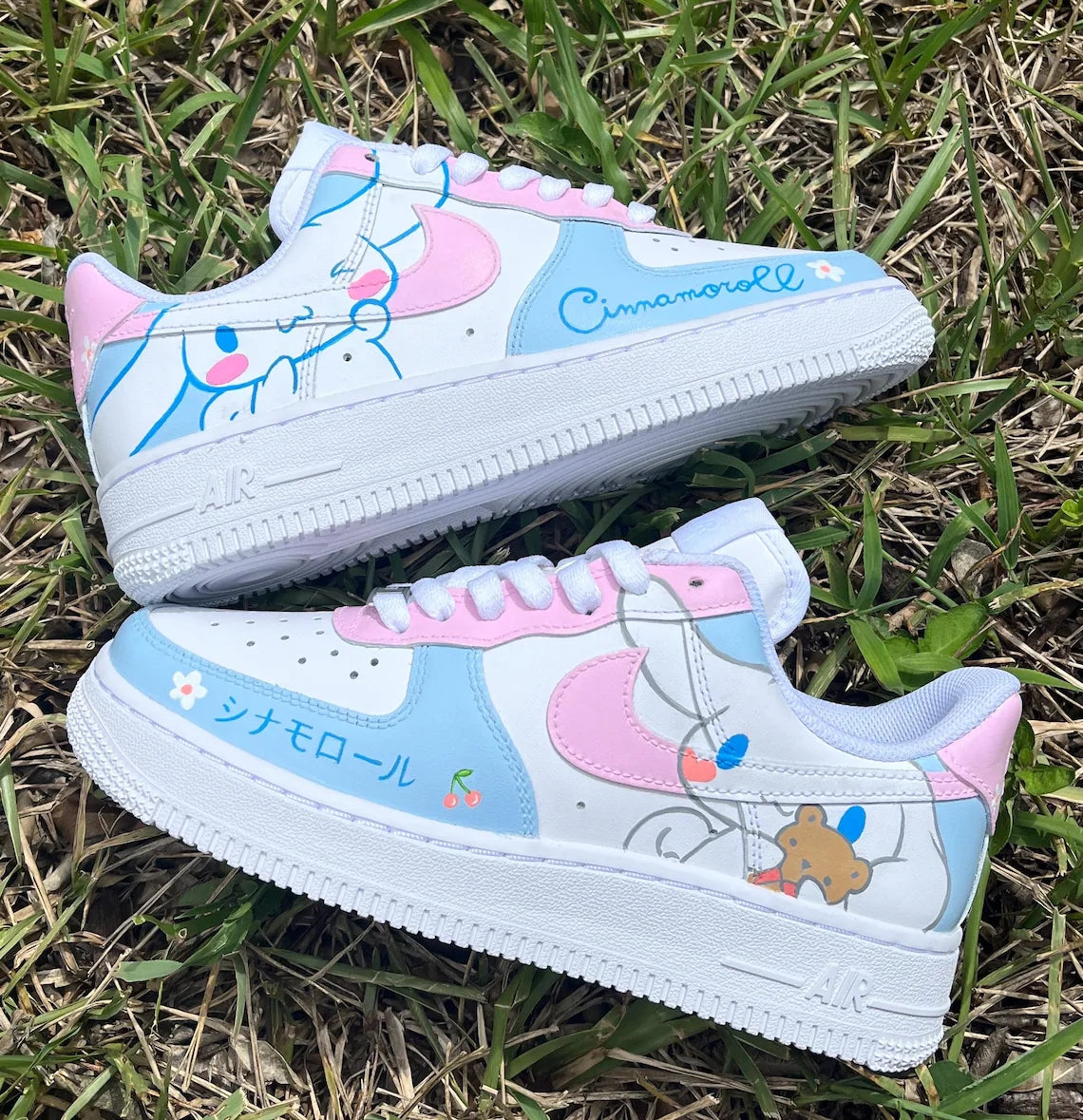 Custom Air Force 1 Baby Blue Pink Cinnamoroll Pattern