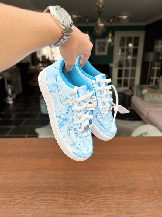 Custom Air Force 1 Baby Blue White Tie Dye