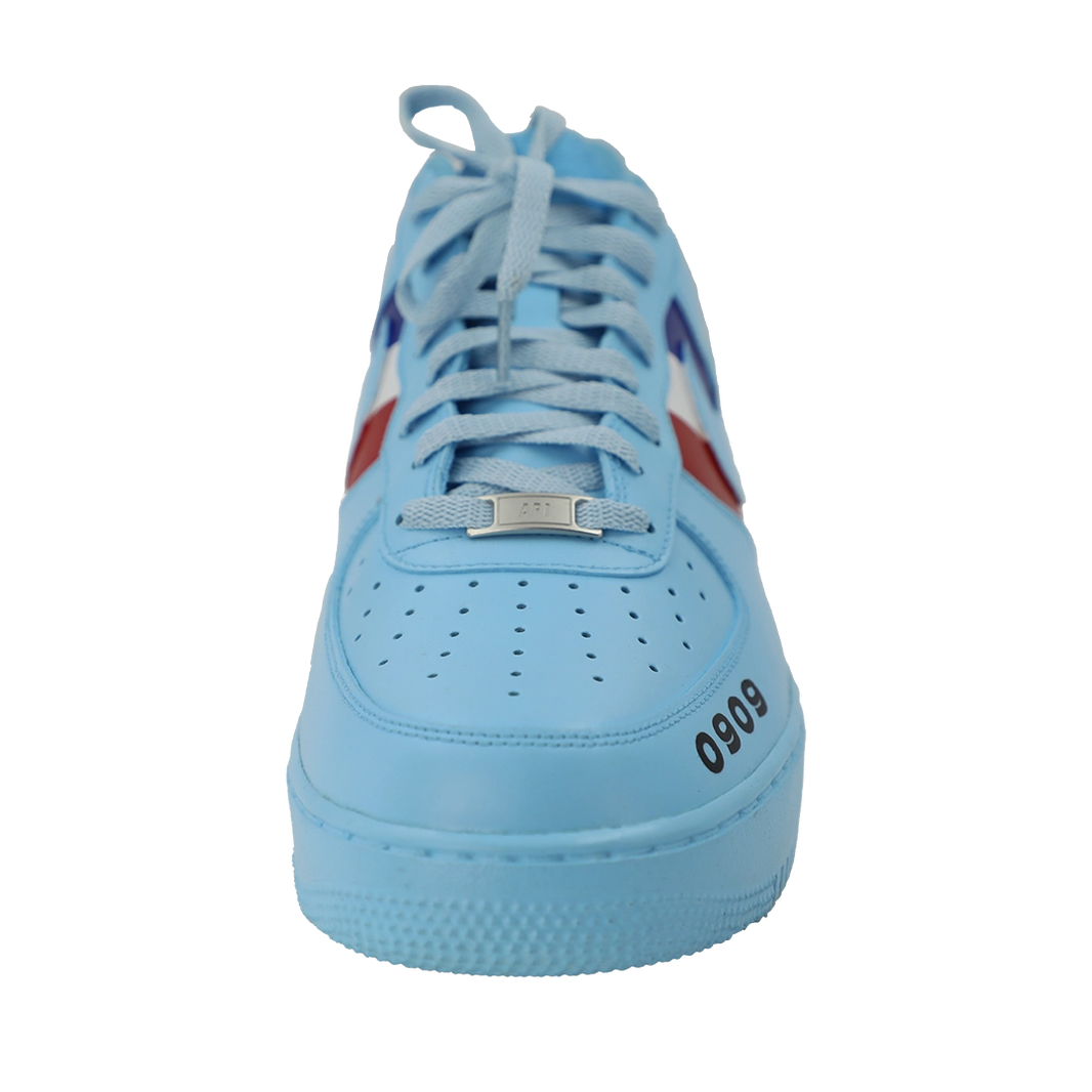 Custom Air Force 1 Baby Blue With Ferrari Logo And Stripes